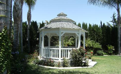 Vinyl Gazebo with Wood Roof