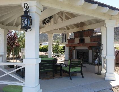 Large Custom Wood Gazebo With Outdoor Fireplace