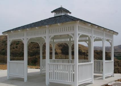 The La Jolla Square Wood Gazebo with Composition Shingle Roof