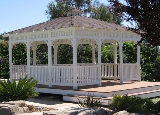 14' ft. Square Wood Gazebo on Composite Wood Deck