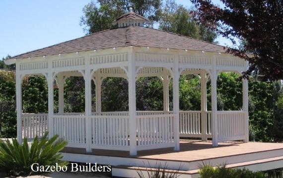 14' ft. Square Wood Gazebo on Composite Wood Deck